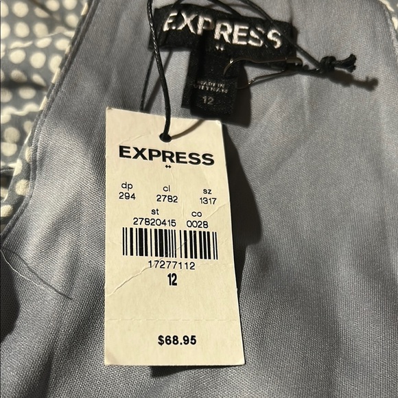 Express Women’s Polka Dot Halter  Keyhole Neck Lined Fit and Flare Dress Sz 12 - Picture 13 of 14